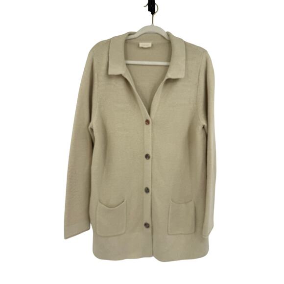 Poetry Sweaters - Poetry Womens Knit Cardigan Jacket Size 13 Oatmeal Cotton Hemp Sustainable